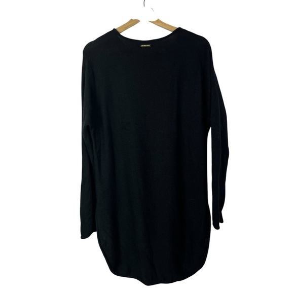Michael Michael Kors Black Scoop Hem Bottom Zip Knit Sweater M - Picture 2 of 4